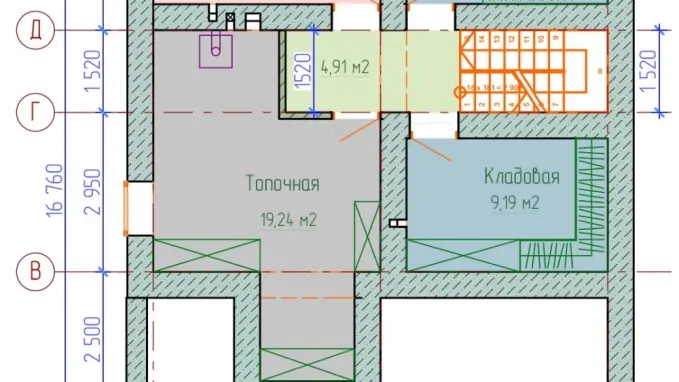 Вариант планировки цокольного этажа №3. Этапы разработки проекта № 147-03