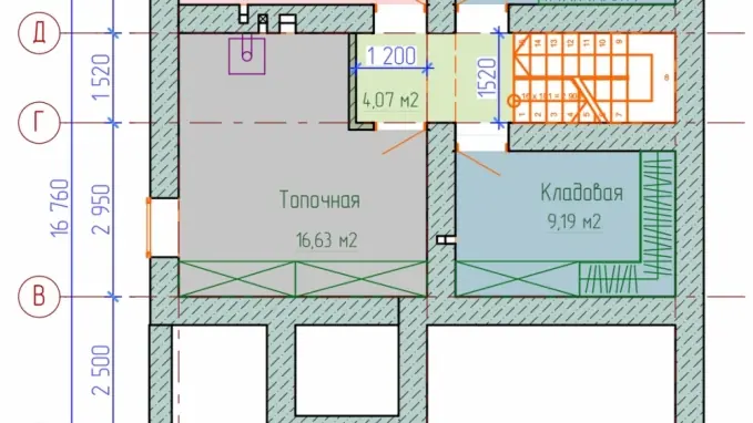 Вариант планировки цокольного этажа №4. Этапы разработки проекта № 147-03