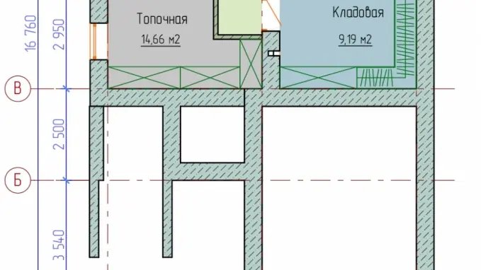 Вариант планировки цокольного этажа №5. Этапы разработки проекта № 147-03
